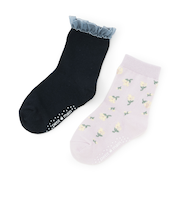 花柄クルーソックス2P