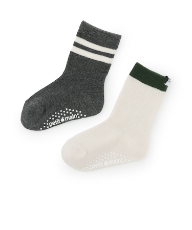 ライン入りクルーソックス2P