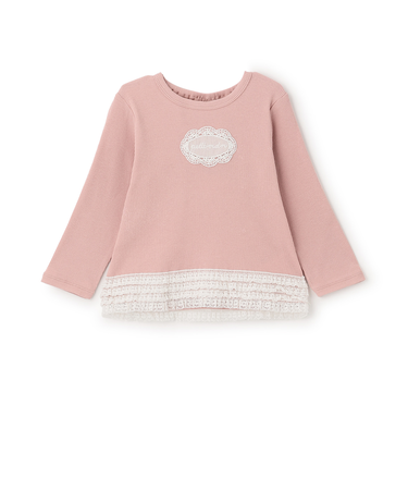 【オーガニック】レースフリル長袖Tシャツ