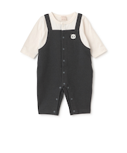 アニマル刺しゅうサロペ風カバーオール