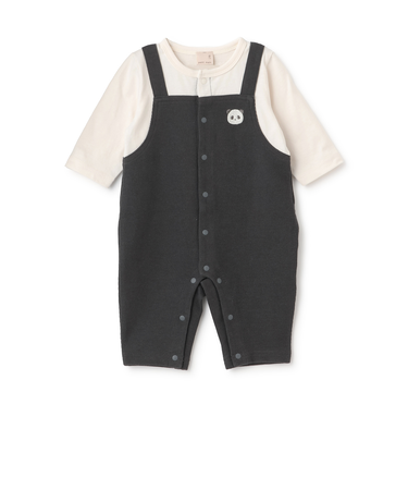 アニマル刺しゅうサロペ風カバーオール