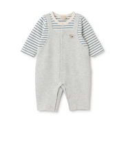 アニマル刺しゅうサロペ風カバーオール