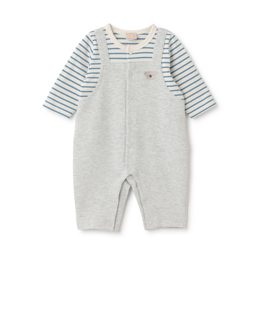 アニマル刺しゅうサロペ風カバーオール