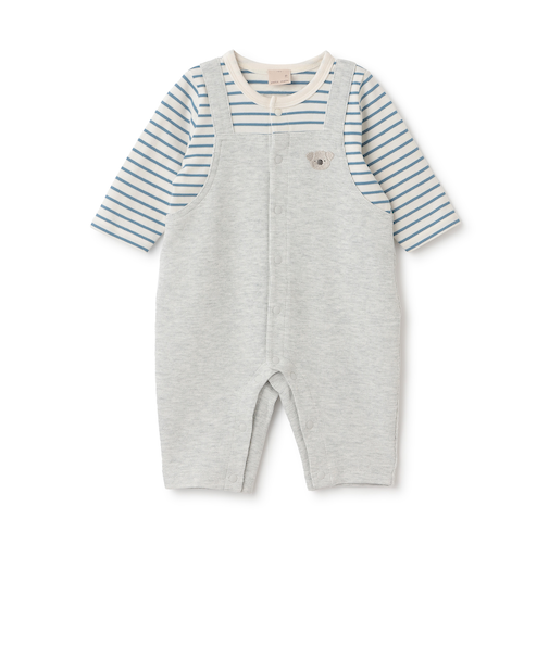 アニマル刺しゅうサロペ風カバーオール