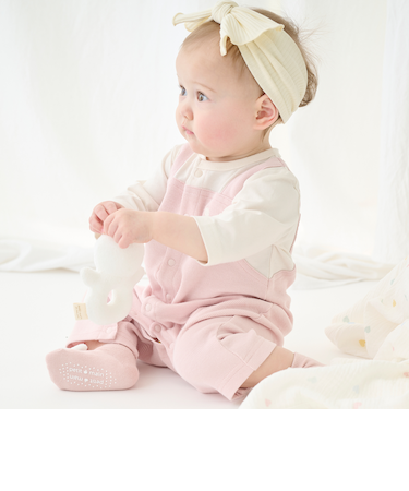 アニマル刺しゅうサロペ風カバーオール