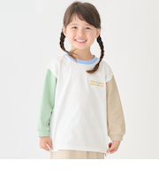 【食品防汚】配色ゆるっと長袖Tシャツ