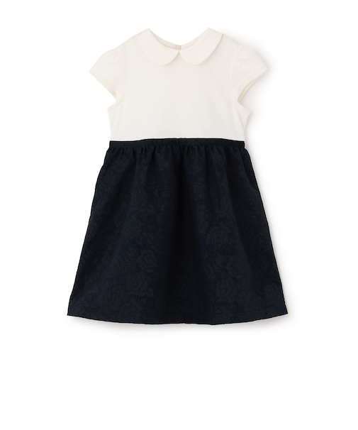 【セミフォーマル】ジャガード切り替えワンピース