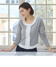 【親子リンク】レースフリルテレコ長袖Tシャツ