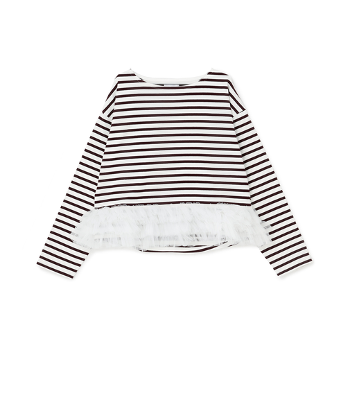 【親子リンク】ボーダーペプラム長袖Tシャツ