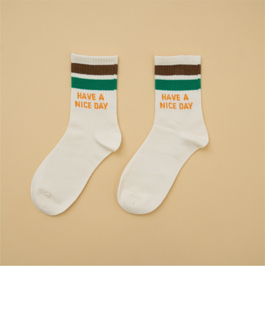 【Dセレクト】配色ラインロゴソックス