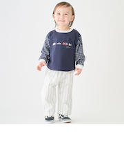 ストライプ/ウエストタックイージーパンツ