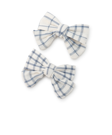 チェックリボンヘアクリップ2P/L