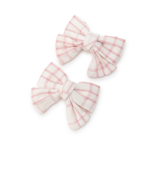 チェックリボンヘアクリップ2P/L