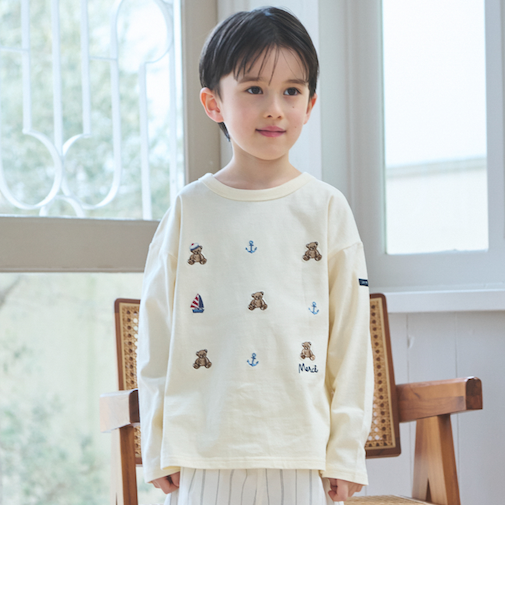 【リンク】くま刺しゅうマリン長袖Tシャツ