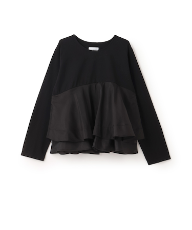 オーガンジードッキング長袖Tシャツ