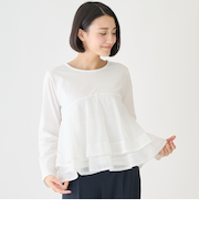 オーガンジードッキング長袖Tシャツ