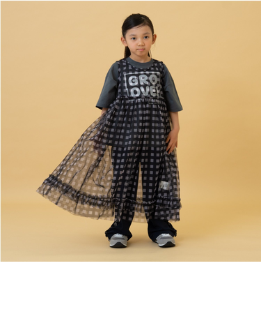 シフォンチェックワンピース