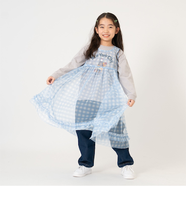 シフォンチェックワンピース