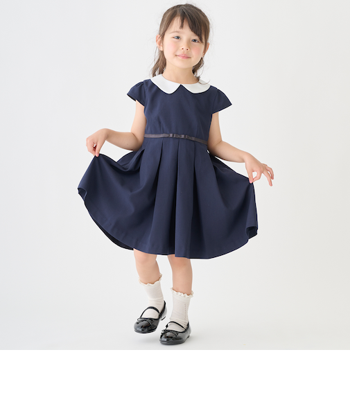 衿つきタックワンピース