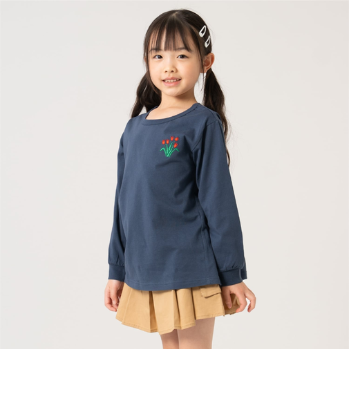 【365D】ワンポイントししゅうAラインロンT