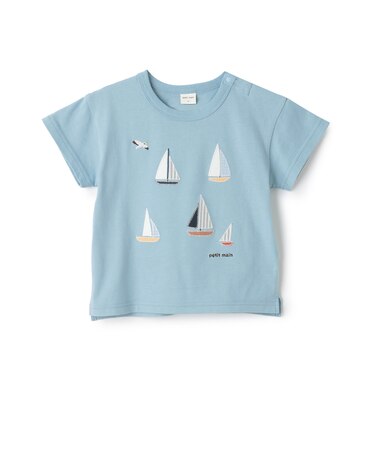 【リンク】ヨット/車アップリケ半袖Tシャツ