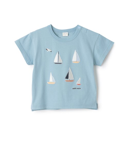 【リンク】ヨット/車アップリケ半袖Tシャツ