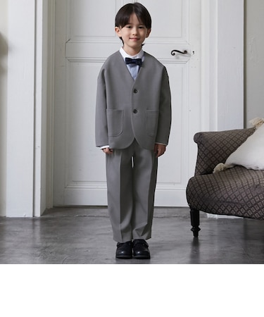 【セミフォーマル】ノーカラーJK+ロングパンツセット