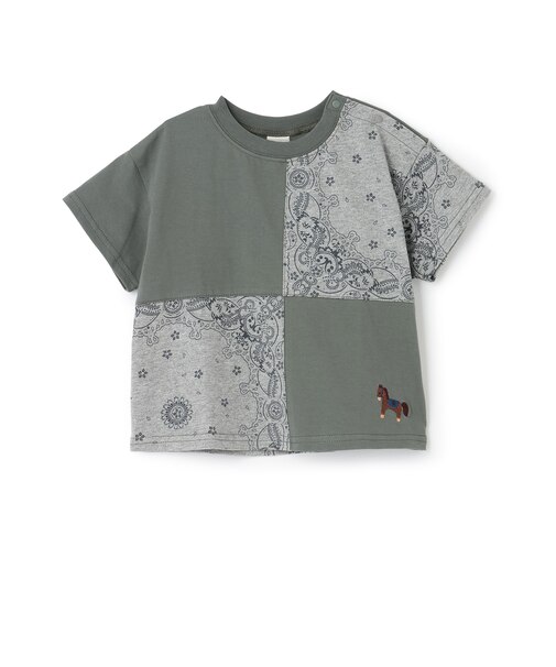 パッチワーク半袖Tシャツ