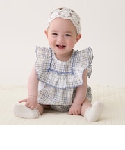 チェックフリルカバーオール