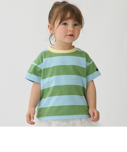 【WEB限定カラーあり/食品防汚】ボーダー半袖Tシャツ
