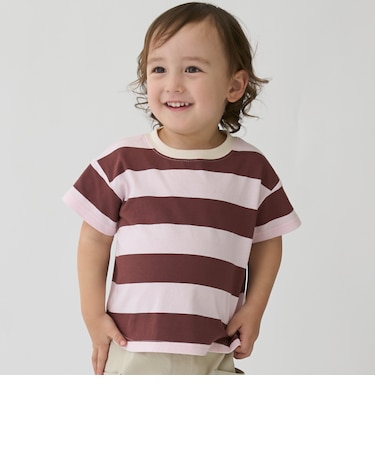 【WEB限定カラーあり/食品防汚】ボーダー半袖Tシャツ