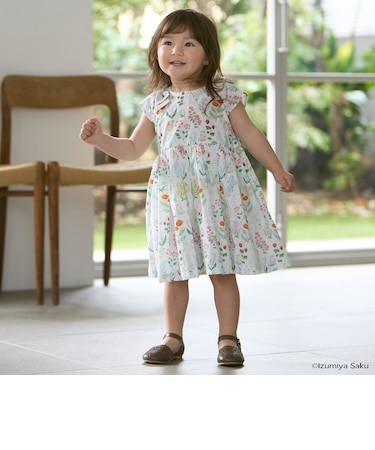 【泉屋 サク】【リンク】肩リボンフラワーキャットワンピース