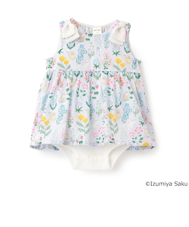 【泉屋 サク】【リンク】肩リボンフラワーOPロンパース