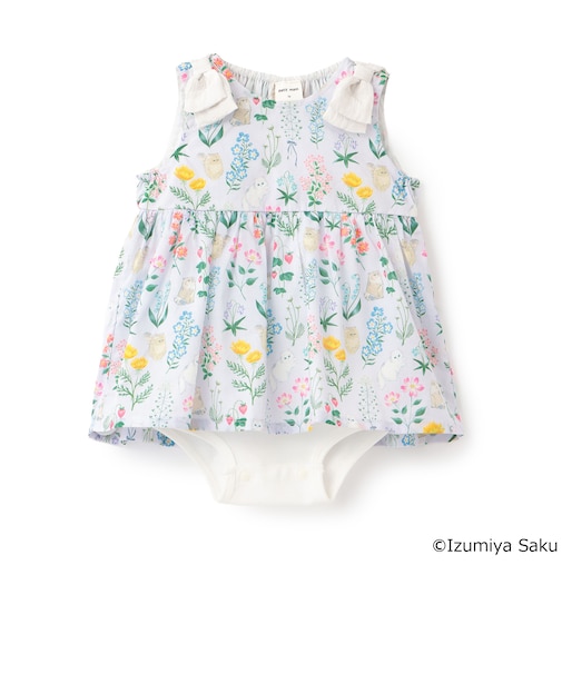 【泉屋 サク】【リンク】肩リボンフラワーOPロンパース