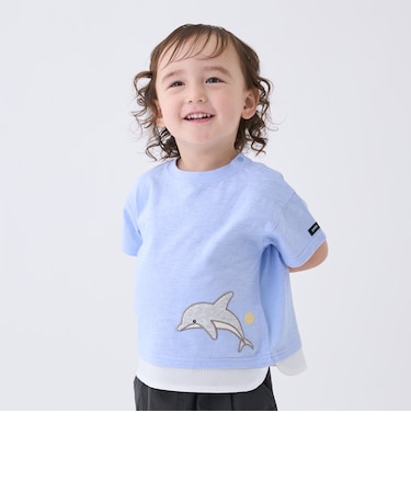 【接触冷感】海の仲間アップリケ半袖Tシャツ