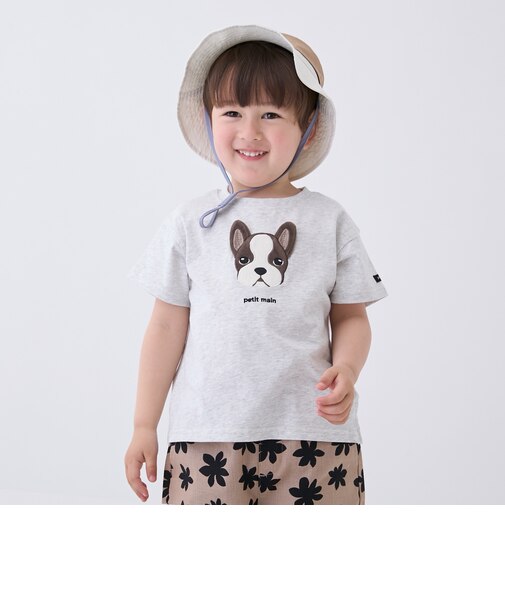 【接触冷感】DOGアップリケ半袖Tシャツ