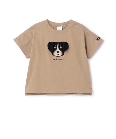 【接触冷感】DOGアップリケ半袖Tシャツ