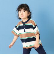 鹿の子ボーダーヘンリービック半袖ポロ