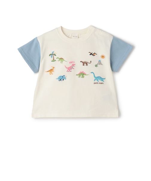 【接触冷感】恐竜刺しゅう半袖Tシャツ