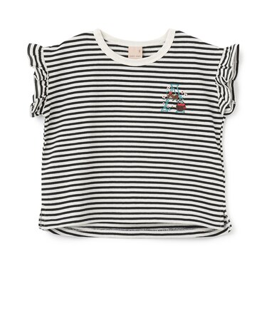 【プティプラ】アルファベット袖フリルTシャツ