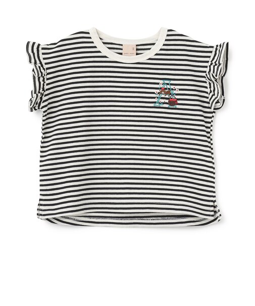 【プティプラ】アルファベット袖フリルTシャツ