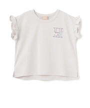 【プティプラ】アルファベット袖フリルTシャツ