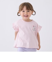 【プティプラ】アルファベット袖フリルTシャツ