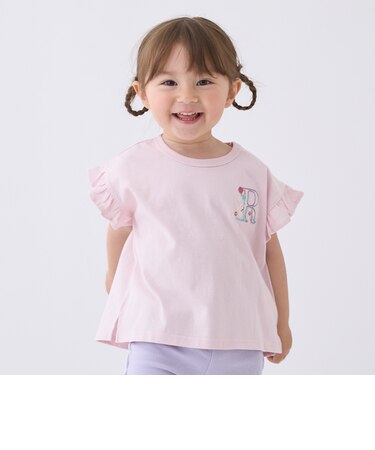 【プティプラ】アルファベット袖フリルTシャツ