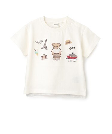 【接触冷感】くま旅アップリケ半袖Tシャツ