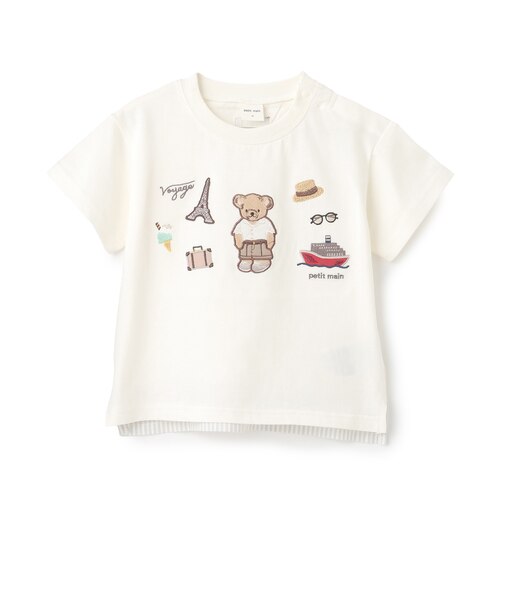 【接触冷感】くま旅アップリケ半袖Tシャツ