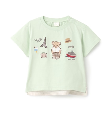 【接触冷感】くま旅アップリケ半袖Tシャツ