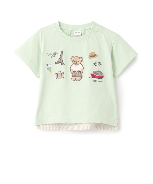 【接触冷感】くま旅アップリケ半袖Tシャツ