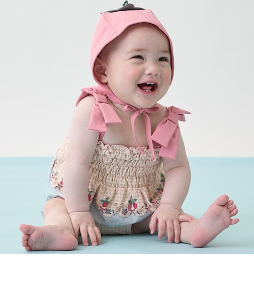 【SWIM】baby キャップつきフルーツ柄ビキニ