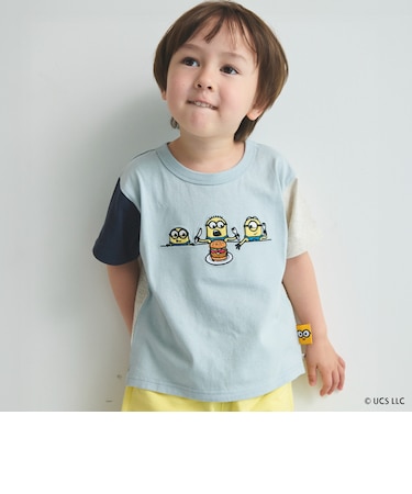 【ミニオン】布帛切り替え半袖Tシャツ